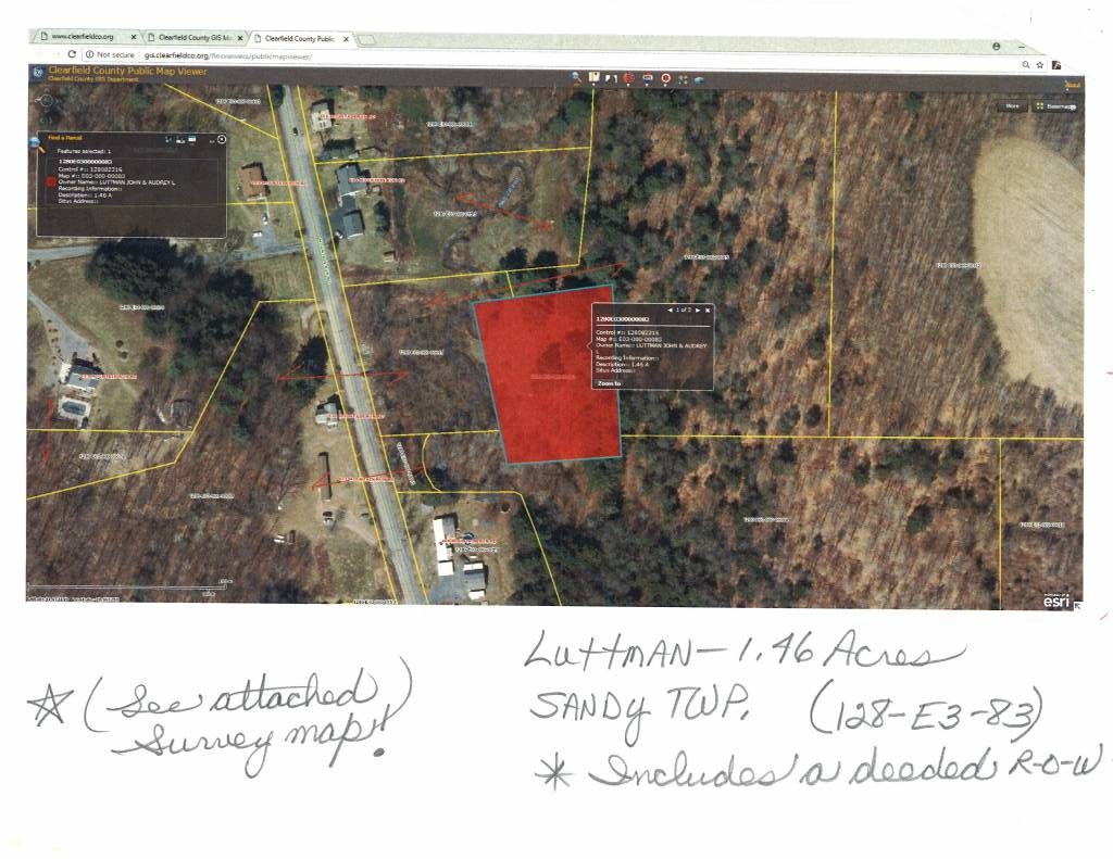 NICE LYING 1.46 ACRE CAMP LOT between DuBois & Penfield, PA