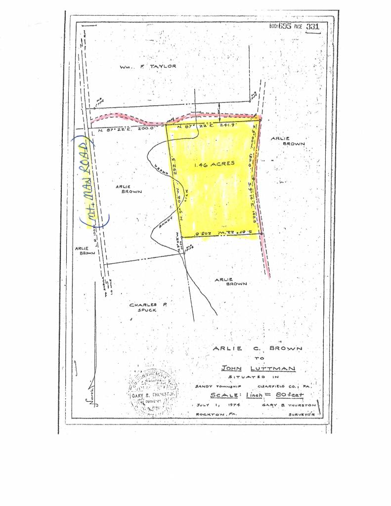 NICE LYING 1.46 ACRE CAMP LOT between DuBois & Penfield, PA